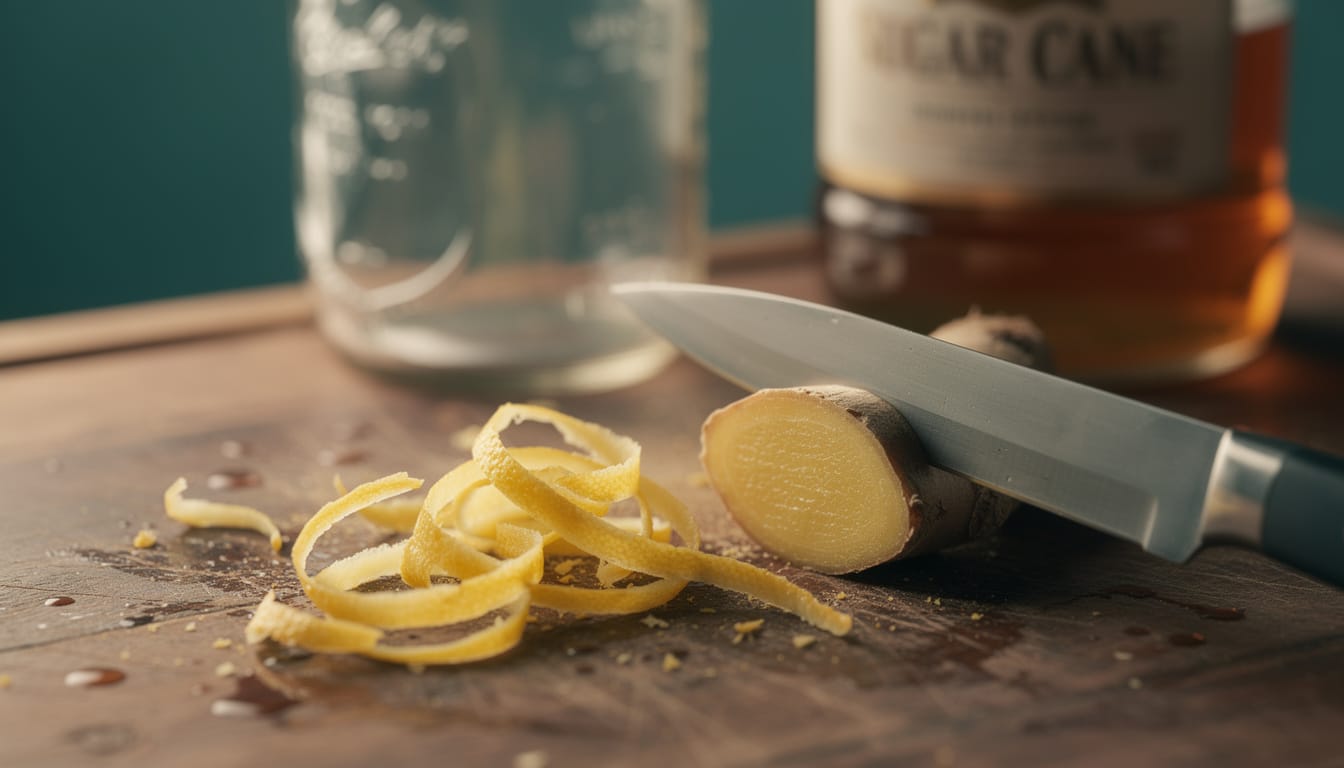découvrez notre recette facile de rhum arrangé citron gingembre, prêt en 1 mois, pour un cocktail maison savoureux et rafraîchissant.