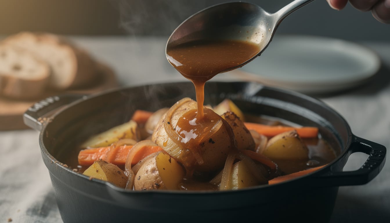 découvrez une recette mijotée réconfortante alliant pomme de terre, carotte et oignon en cocotte, idéale pour un repas chaleureux et savoureux.