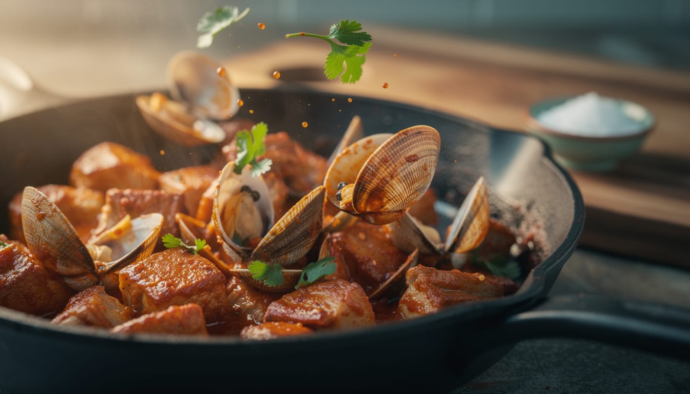 découvrez la recette traditionnelle portugaise du porc aux palourdes à la portugaise, aussi appelée porco à alentejana, un plat savoureux mêlant viande tendre et fruits de mer.