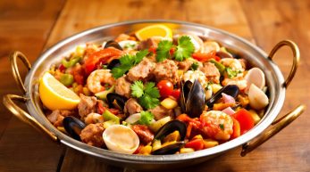 découvrez la cataplana de porc et fruits de mer, une recette portugaise traditionnelle qui marie à merveille les saveurs de la terre et de l'océan. un plat savoureux et convivial à partager !