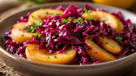 découvrez notre recette de chou rouge braisé aux pommes : un plat doux, parfumé et facile à préparer, idéal à laisser mijoter pour accompagner vos repas d'automne.