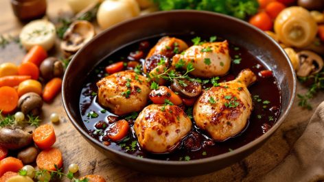 découvrez notre recette rapide de coq au vin express : tous les arômes et la générosité du terroir français en un plat savoureux, prêt en un temps record. profitez d'un classique sans passer des heures en cuisine !