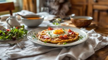 découvrez la recette facile des galettes de sarrasin garnies d'œuf, jambon et fromage, un dîner d'hiver savoureux et prêt en seulement 15 minutes !