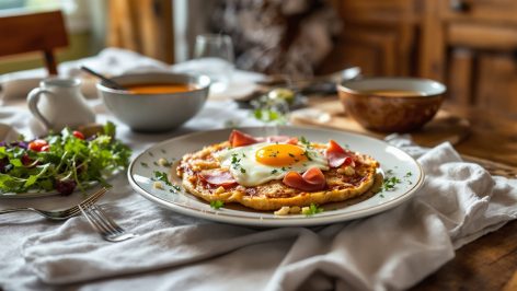 découvrez la recette facile des galettes de sarrasin garnies d'œuf, jambon et fromage, un dîner d'hiver savoureux et prêt en seulement 15 minutes !