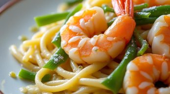 découvrez notre recette de linguine délicates aux poireaux fondants, nappées d'une crème veloutée et garnies de crevettes savoureuses, pour un repas gourmand et raffiné.