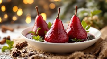 succombez à la gourmandise avec ces poires au vin rouge, un dessert d’hiver express, parfumé et facile à préparer. parfait pour réchauffer vos soirées !