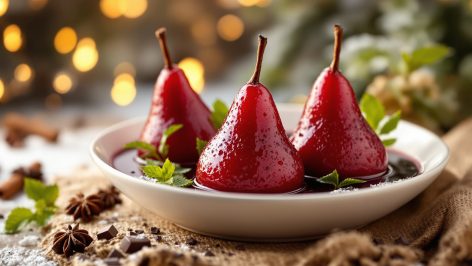 succombez à la gourmandise avec ces poires au vin rouge, un dessert d’hiver express, parfumé et facile à préparer. parfait pour réchauffer vos soirées !