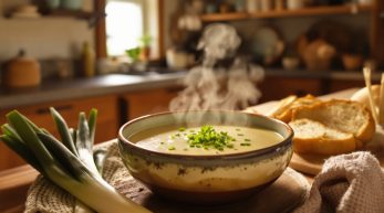 découvrez la recette classique du potage parmentier, une soupe savoureuse à base de poireaux et de pommes de terre, idéale pour réchauffer vos soirées d'hiver avec simplicité et gourmandise.