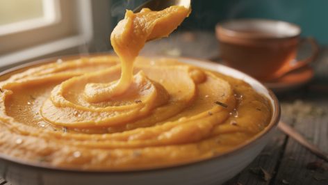 découvrez une recette facile et rapide de purée de potimarron onctueuse préparée en seulement 15 minutes avec votre thermomix. parfaite pour un repas gourmand et sain.