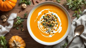 découvrez notre recette facile de velouté de potimarron, une soupe d’hiver crémeuse et savoureuse, prête en seulement 20 minutes pour réchauffer toute la famille !
